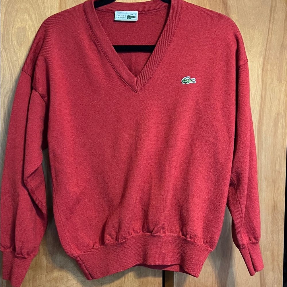 Vintage Chemise Lacoste V-Neck Wool Sweater UK Size 4 / Men’s Large